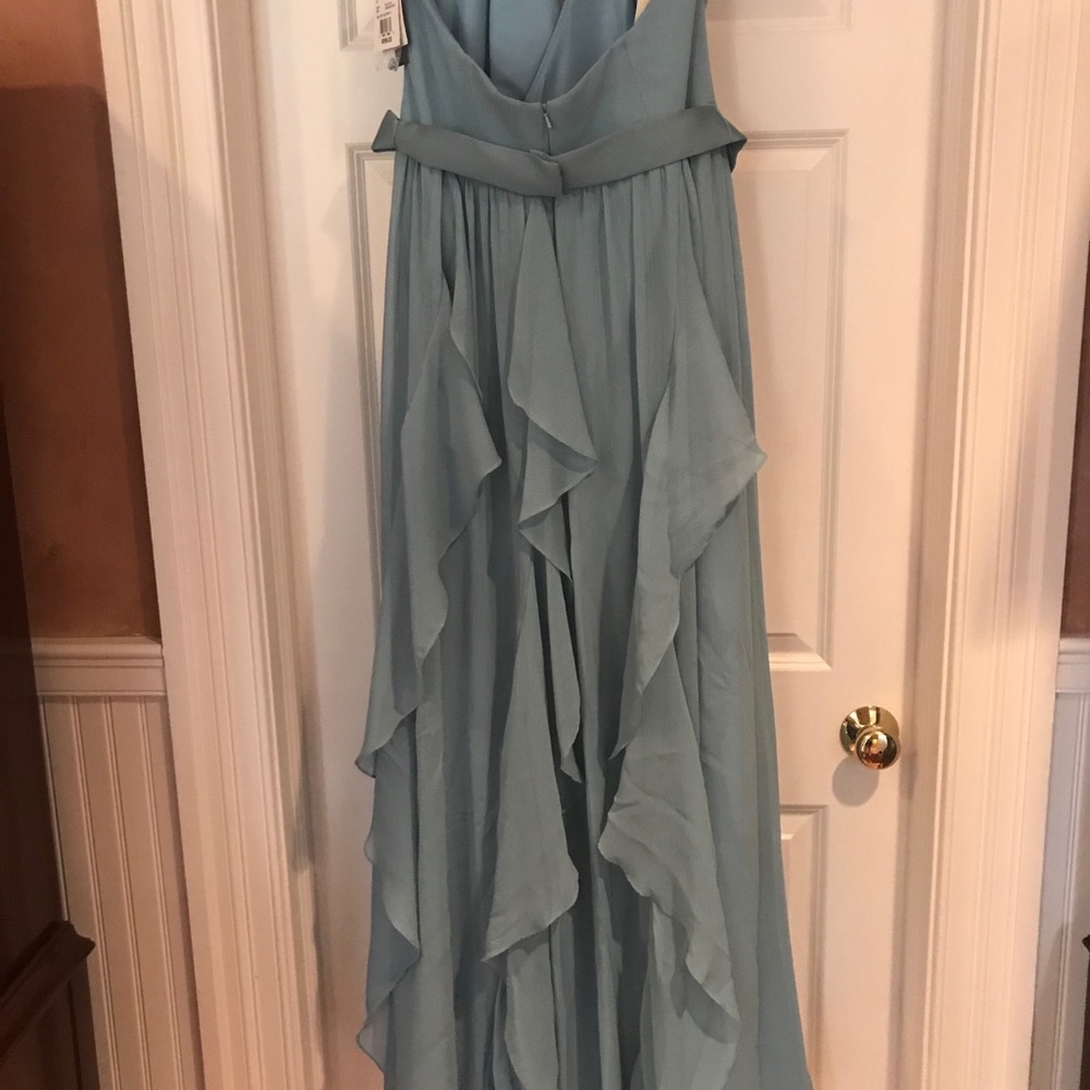 Turquoise Ruffled Prom Dress - Picture 3 of 3
